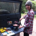 T cooking breakfast at Wilsons Prom